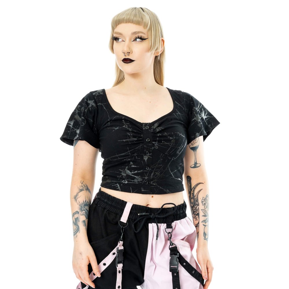 Vixxsin - Shadowglass Crop top - Zwart